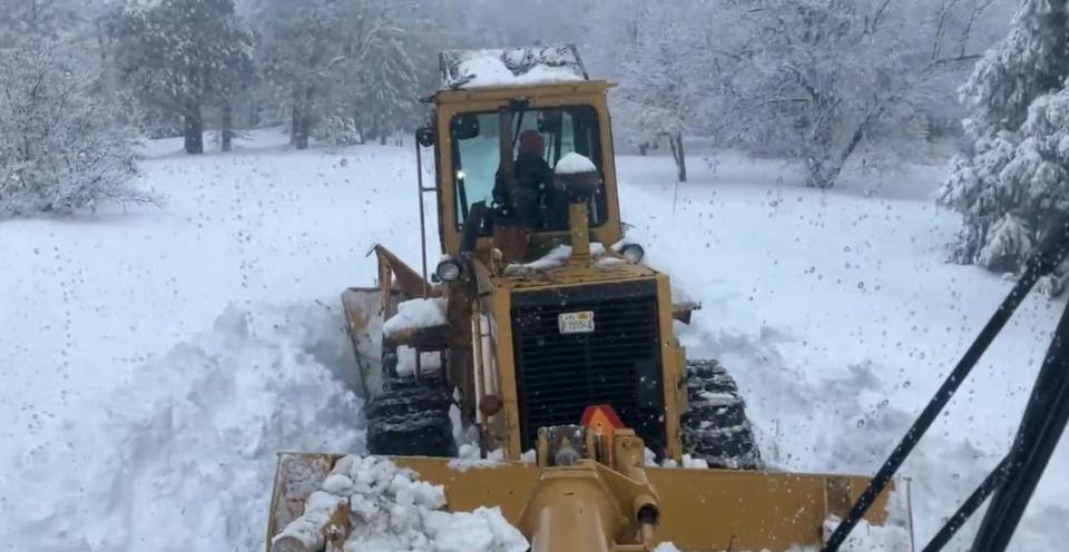 On Sunday night, nearly 80% of San Bernardino County maintained roads had been cleared by multiple agencies working around the clock in local mountain communities.