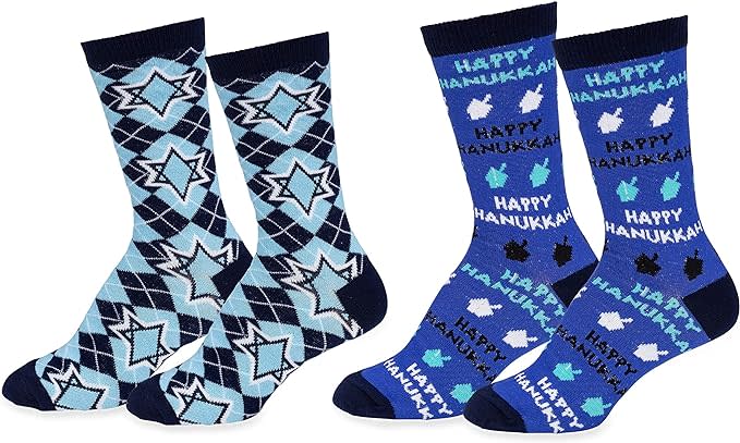 blue and black hanukkah socks