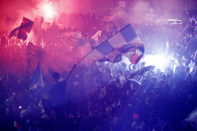 Serie A - Napoli fans celebrate winning Serie A