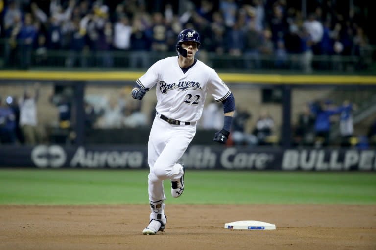 Milwaukee's 2018 National League MVP Christian Yelich rounds the bases after homering agianst the Los Angeles Dodgers in the National League Championship Series