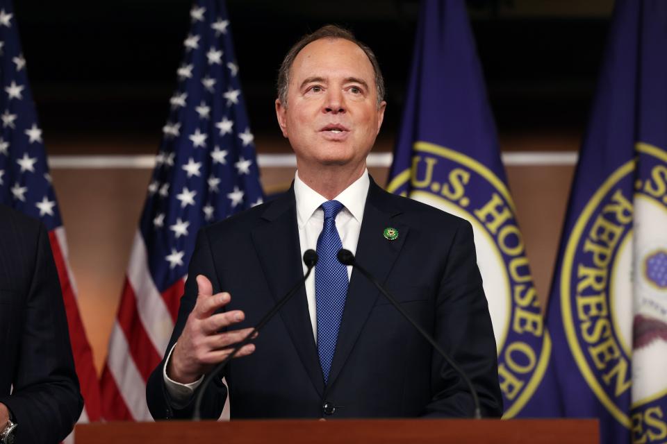 Adam Schiff (D-CA) speaks at a press conference on committee assignments for the 118th U.S. Congress, at the U.S. Capitol Building on January 25, 2023 in Washington, DC (Getty Images)