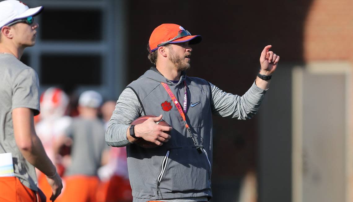 During top 100 recruit Jonathan Paylor’s trip at Clemson, wide receivers coach Tyler Grisham (pictured) “didn’t leave for a split second to go anywhere. He was with me the whole entire visit, which I liked.”