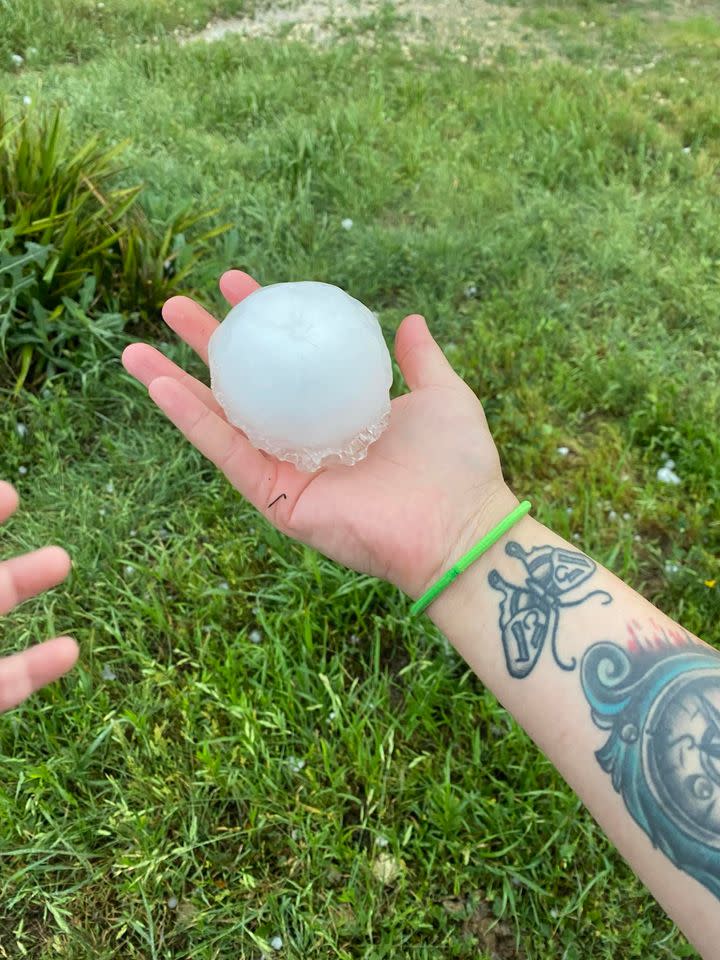 Hail that fell in Lake Victor, Texas, on April 9, 2024. (Courtesy: Haley Hornsby)
