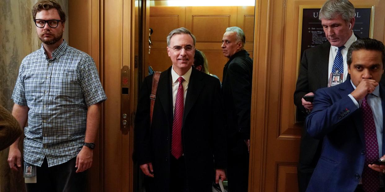 White House counsel Pat Cipollone departs at the end of the day as the impeachment trial of U.S. President Donald Trump continues in Washington, U.S., January 27, 2020.      REUTERS/Joshua Roberts