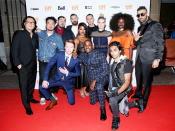 <p>Cast and crew of <a rel="nofollow noopener" href="http://variety.com/2017/film/reviews/toronto-film-review-bodied-1202551693/" target="_blank" data-ylk="slk:Bodied;elm:context_link;itc:0;sec:content-canvas" class="link "><i>Bodied</i></a> at the <a rel="nofollow" href="https://www.yahoo.com/movies/tagged/toronto-film-festival" data-ylk="slk:2017 Toronto International Film Festival;elm:context_link;itc:0;sec:content-canvas" class="link ">2017 Toronto International Film Festival</a>, on Sept. 7 (Photo: Phillip Faraone/Getty Images) </p>