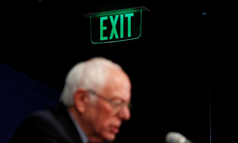 FILE PHOTO: U.S. Democratic presidential candidate Senator Bernie Sanders addresses news conference in Burlington, Vermont