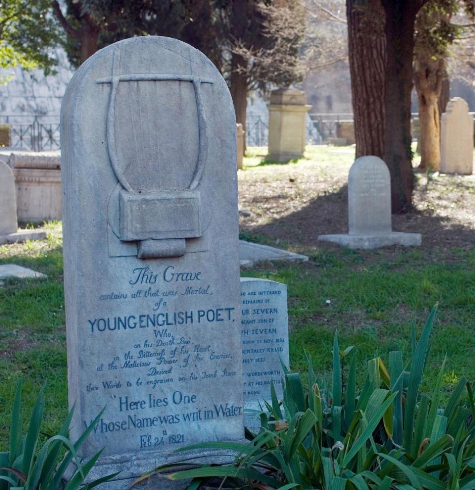 the grave of John Keats in Rome’s Non-Catholic Cemetery.