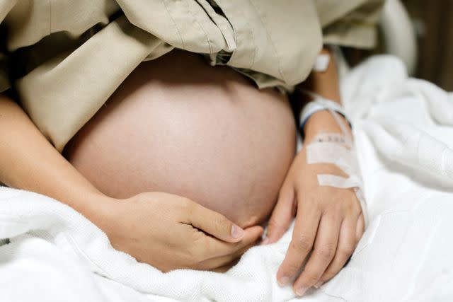 <p>Getty</p> Pregnant woman in hospital