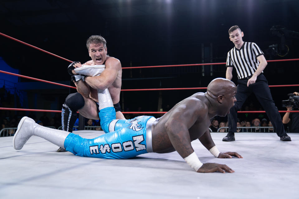 Ken Shamrock performs in a match against Moose at IMPACT Wrestling's "Bound For Glory" event on October 20, 2019. (Photo courtesy of IMPACT Wrestling)