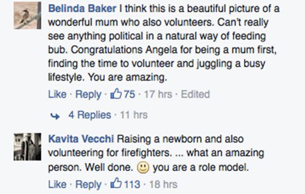 Supportive comments on the CFA Facebook. Picture: Facebook