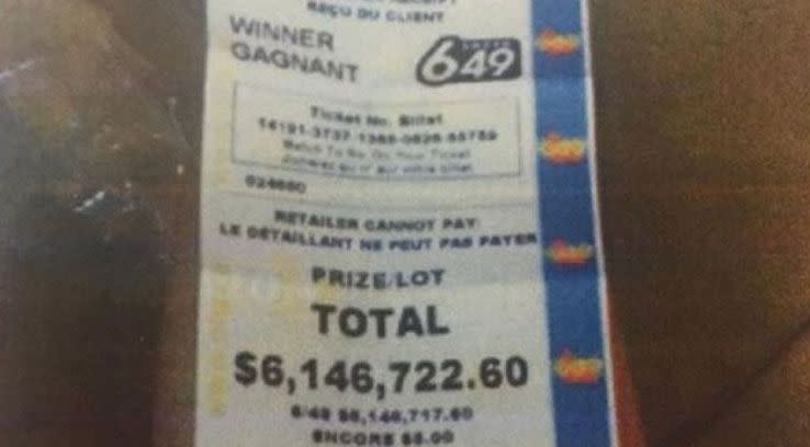 The winning ticket. Source: CBC