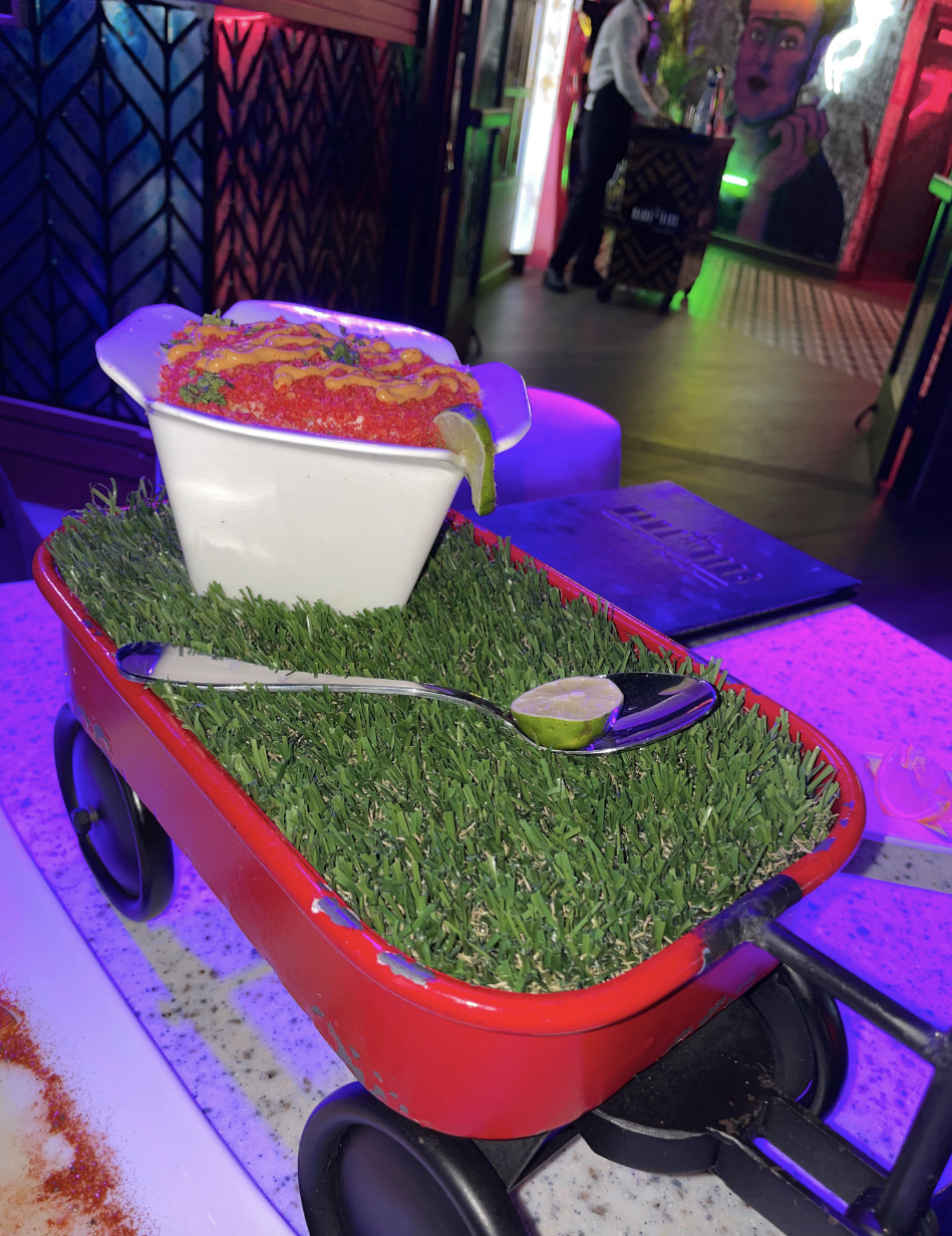 Food on a wagon with grass