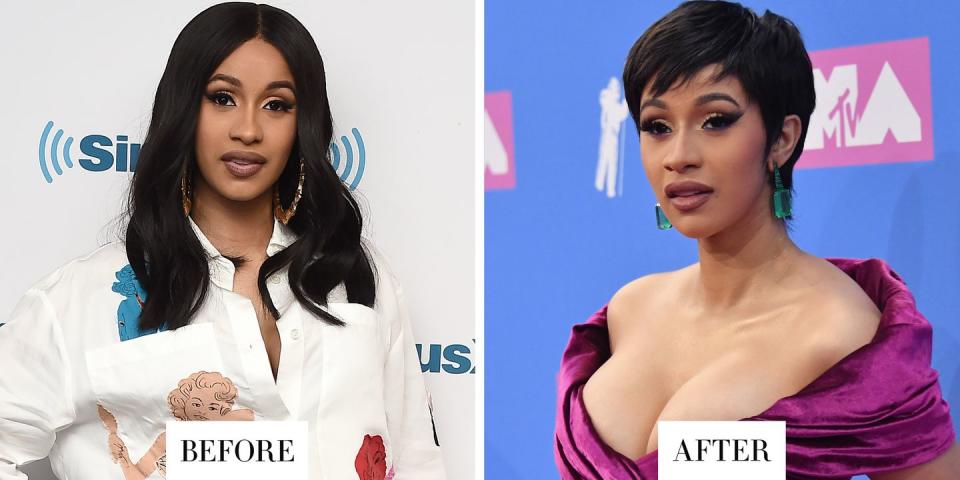 <p><strong>When:</strong> August 20, 2018</p><p><strong>What:</strong> Pixie Cut</p><p><strong>Why we love it: </strong>Cardi B is a new mom with a new haircut on the VMA red carpet. But this isn't mom hair-it's a feathery, sophisticated pixie cut a la Audrey Hepburn. Color us surprised and obsessed. Cardi B can do no wrong.</p>