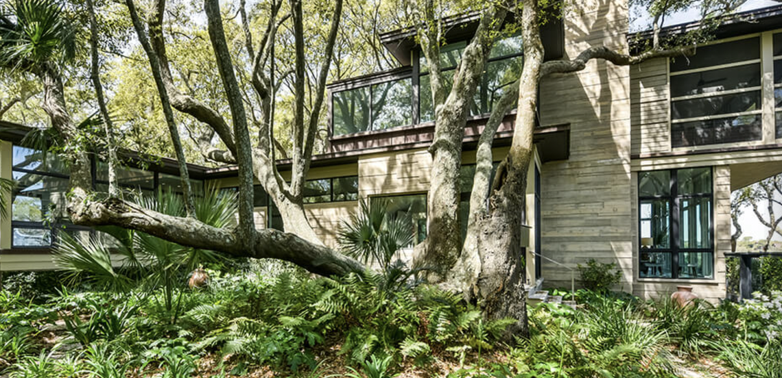 This modernist house on Kiawah fits right into its surroundings.