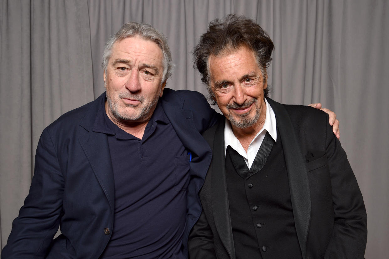 NEW YORK, NY - APRIL 29:  Robert DeNiro and Al Pacino pose for a portrait at "The Godfather" 45th Anniversary Screening during 2017 Tribeca Film Festival closing night at Radio City Music Hall on April 29, 2017 in New York City.  (Photo by Kevin Mazur/Getty Images for Tribeca Film Festival)