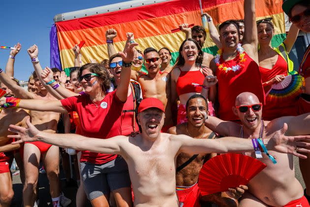 BRIGHTON, ENGLAND - AUGUST 06: Festival goers participate in the Pride LGBTQ+ Community Parade – ‘Love, Protest & Unity’ during attends Brighton Pride on August 06, 2022 in Brighton, England. (Photo by Tristan Fewings/Getty Images) (Photo: Tristan Fewings via Getty Images)