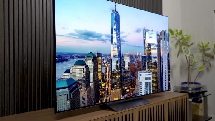 A city skyline seen on an LG C3 OLED.