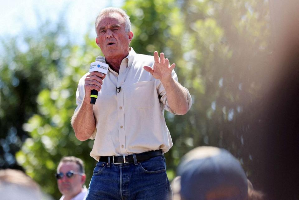 PHOTO: FILE - Democratic presidential candidate Robert F. Kennedy Jr. delivers his political soapbox speech at the Iowa State Fair in Des Moines, Iowa, Aug. 12, 2023. (Scott Morgan/Reuters, FILE)