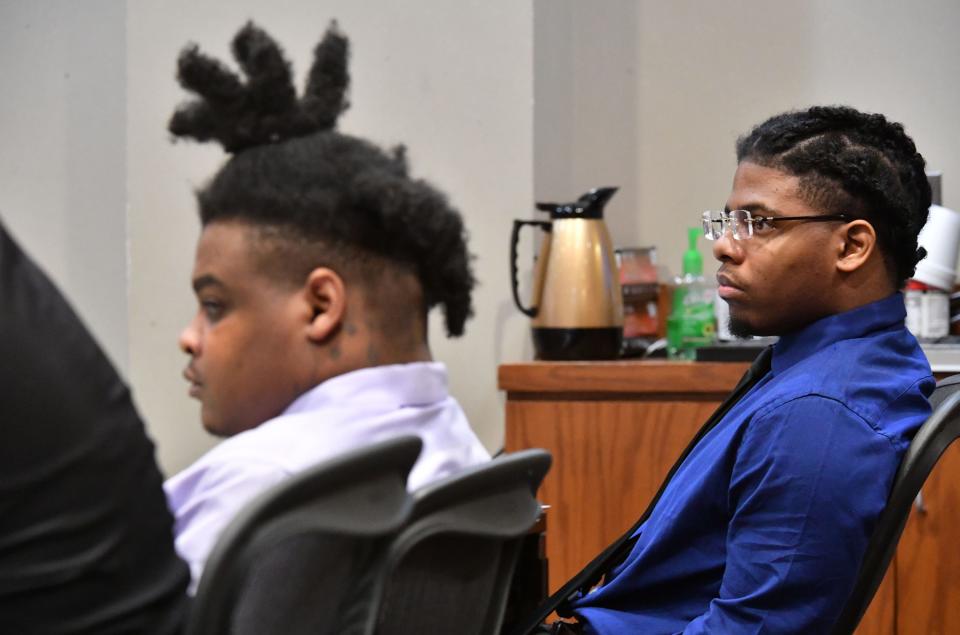 Co-defendants, Davion Lee, left, and Sean Thomas, right, are on trial in connection to 2019 murder of Christopher Ramos in Sarasota. 