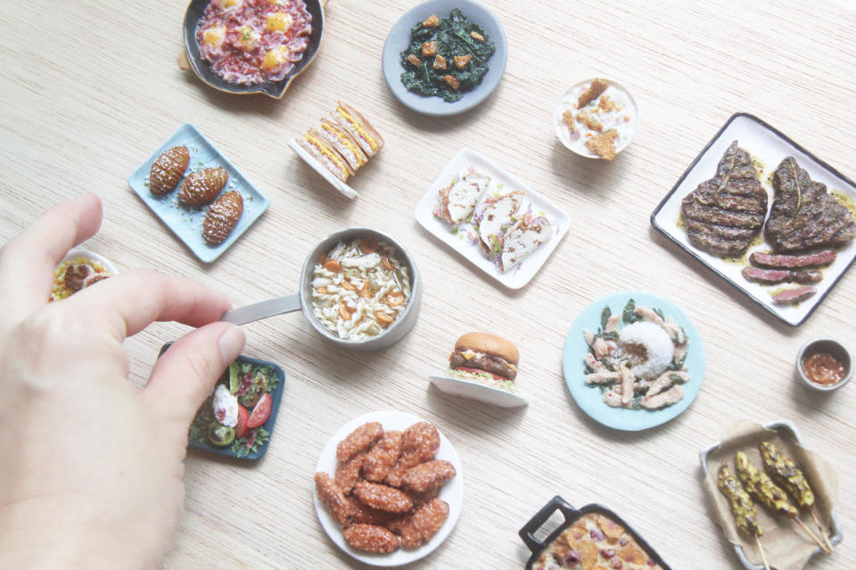 Singapore clay artist Jocelyn Teo created 15 miniature food sculptures replicating Chrissy Teigen’s recipes. Photo: Jocelyn Teo