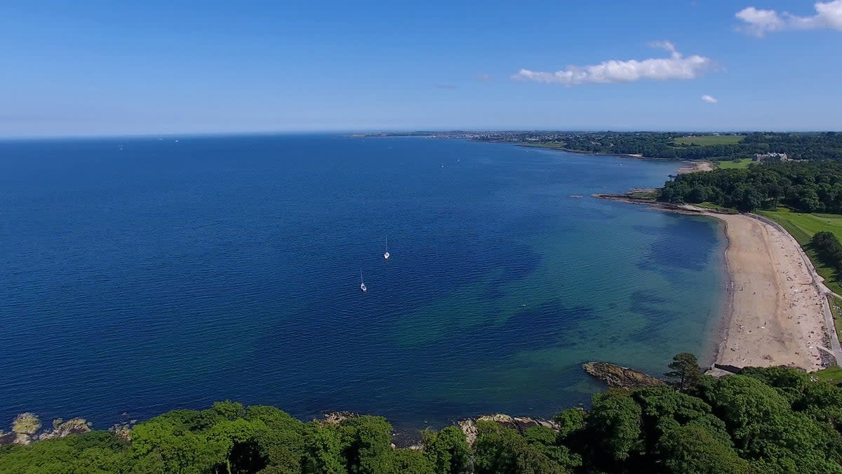 An aerial photo of the beach at Helen’s Bay (Getty Images)