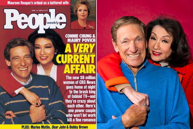 <p>Right: Landon Nordeman</p> Maury Povich and Connie Chung in 1989 and now
