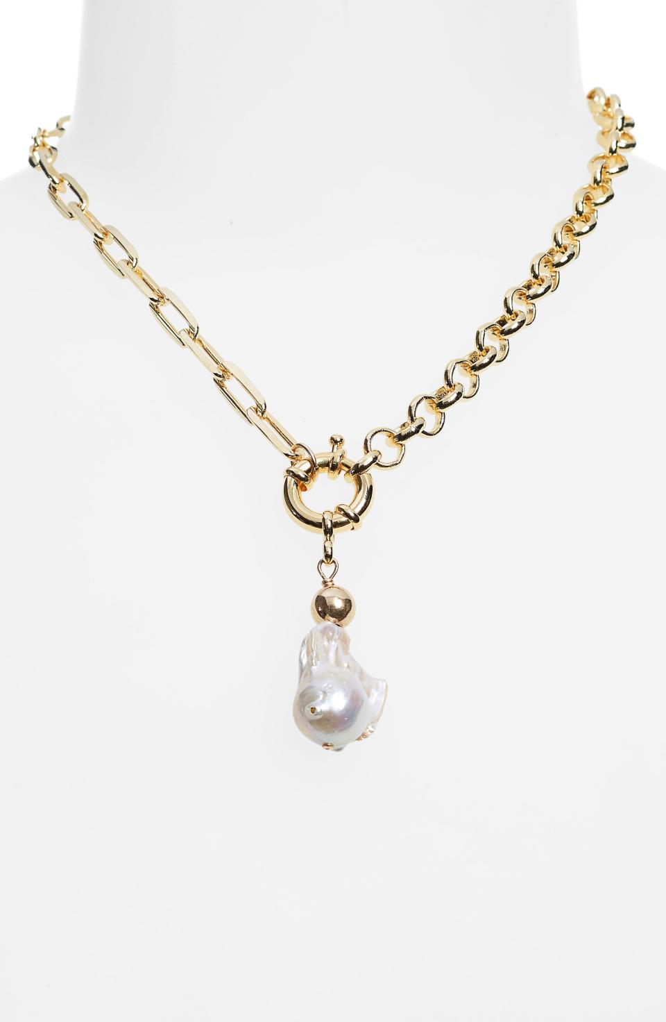 45) Maraba Baroque Pearl Necklace in Gold at Nordstrom