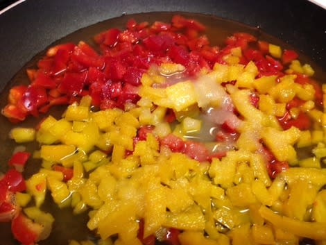 Peppers, vinegar and sugar ready to cook