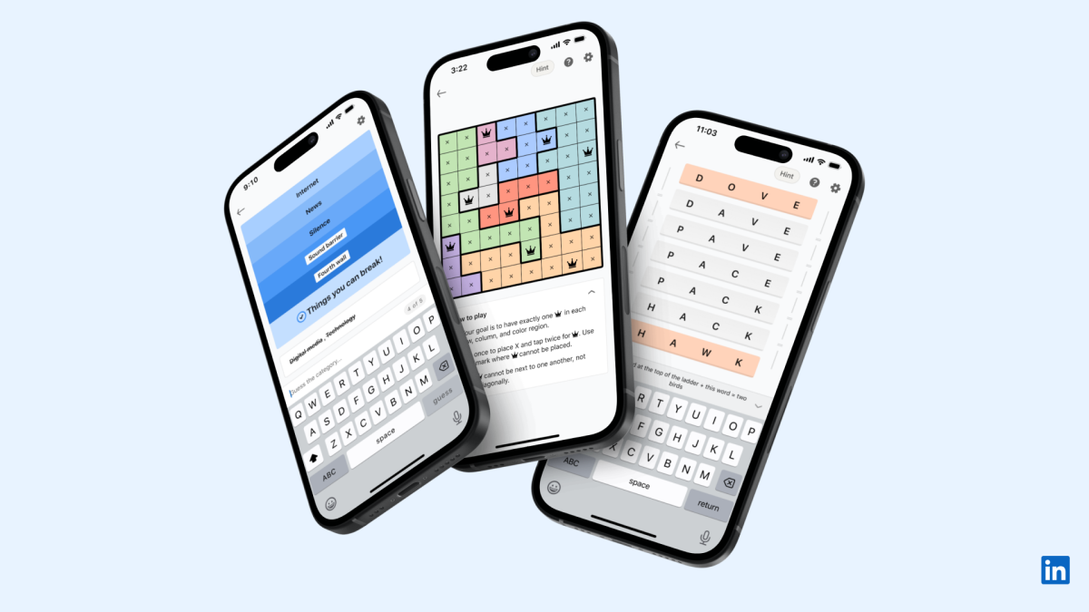 LinkedIn Introduces Three New Thinking-Oriented Games: Pinpoint, Queens, and Crossclimb