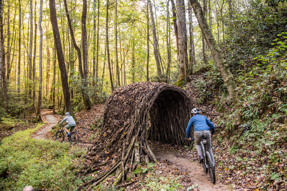 Guests at Blackberry Mountain in Walland, Tenn., can participate in a number of adventures such as mountain biking through the resort's mountainous property.