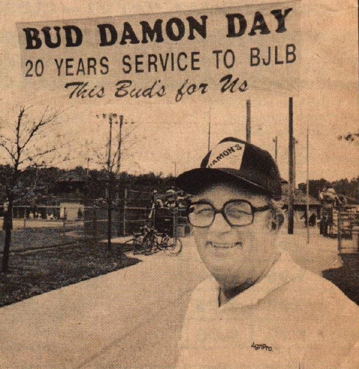 This Herald-Times clipping and photo captured "Bud Damon Day" in 1986.