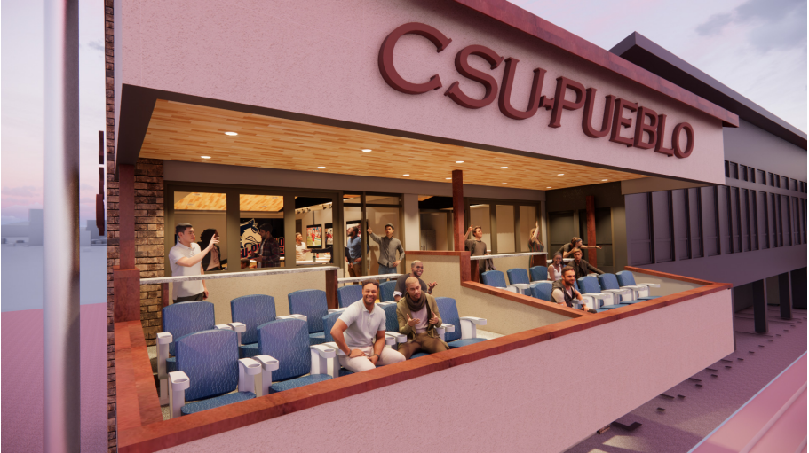 A rendering by HGF Architects Inc., shows plans for upper-level suites at the CSU Pueblo ThunderBowl.