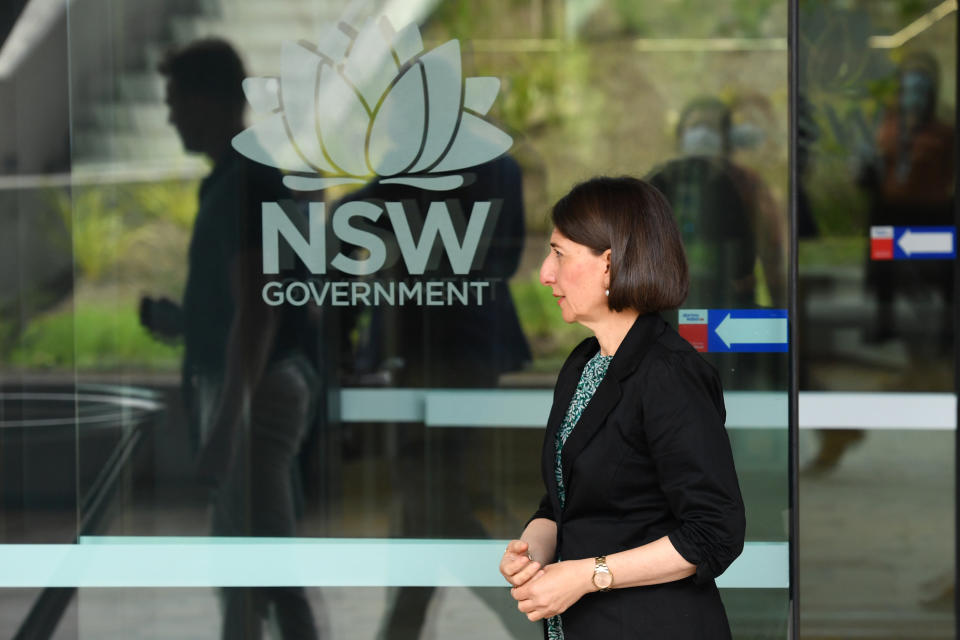 NSW Premier Gladys Berejiklian arrives to provide a COVID-19 update at a press conference at St Leonards, Sydney, Thursday, December 24, 2020. 