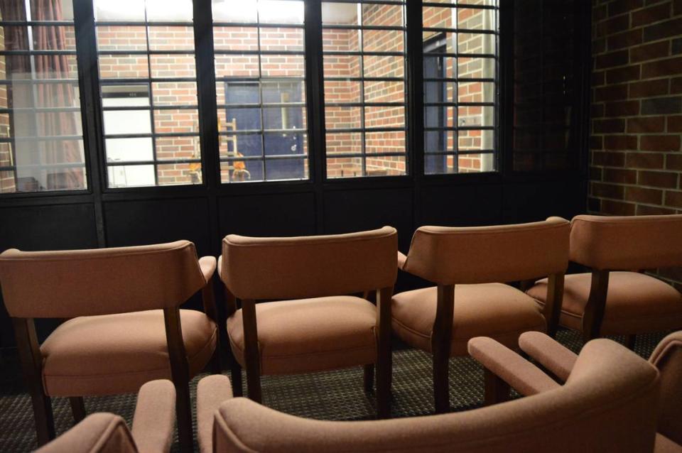 A view of South Carolina’s electric chair from the witness room.