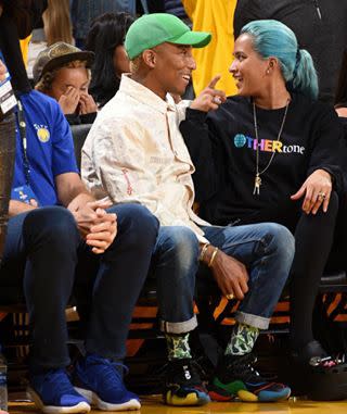 Pharrell Williams Rocks Adidas Crazy BYW X Sneakers with .D Socks  Courtside