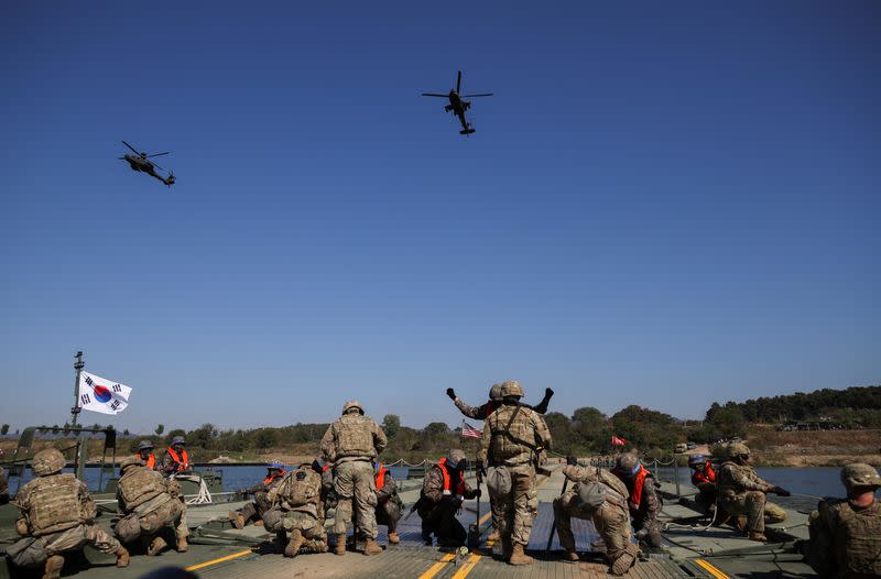 South Korean and U.S. troops conduct joint river-crossing exercise, in Yeoju