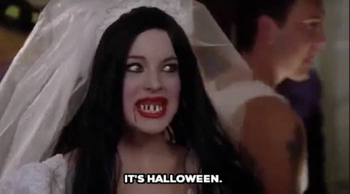 Cady Heron from "Mean Girls" dressed as a vampire bride