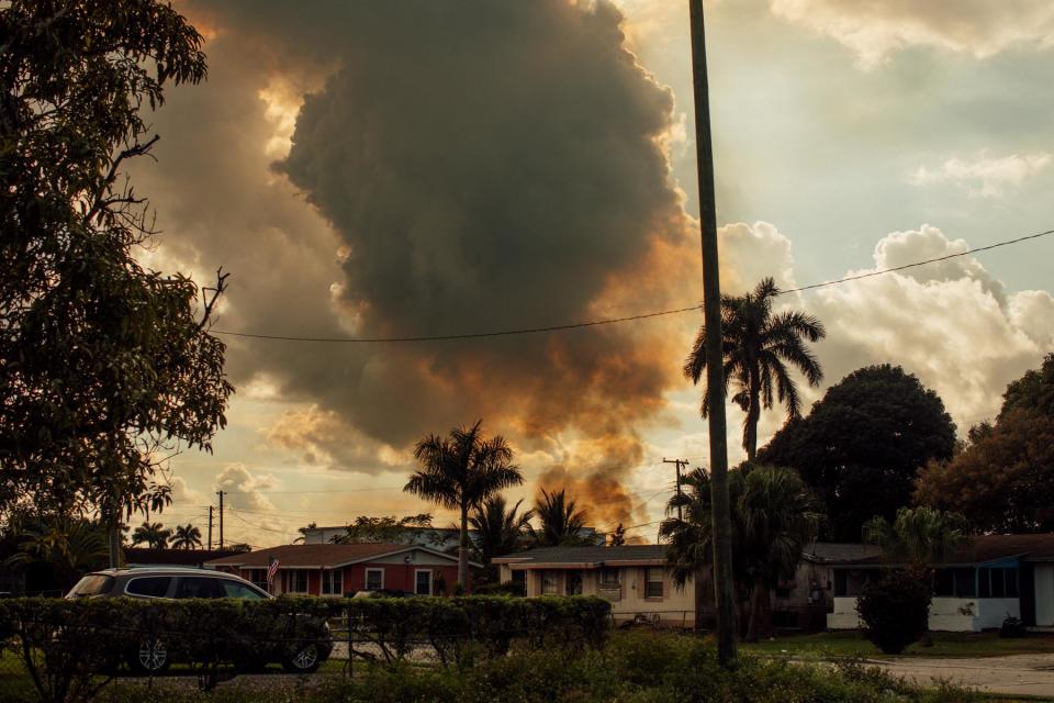 Sugar cane fires in Belle Glade, Florida