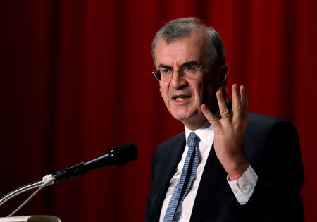 FILE PHOTO: European Central Bank policymaker Francois Villeroy de Galhau, who is also governor of the French central bank, attends the Paris Europlace International Financial Forum in Tokyo, Japan, November 19, 2018. REUTERS/Toru Hanai/File Photo