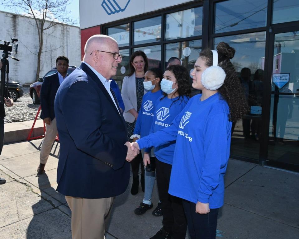 Gov. Larry Hogan visited the Boys and Girls Club of Washington County on Wednesday to talk about the $2 million dedicated from his Fiscal Year 2023 Capitol Budget towards a new facility.