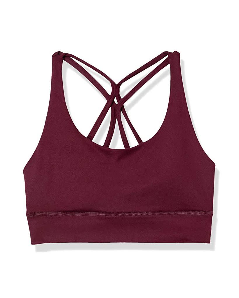 6) All Day Comfort Strappy Longline Yoga Sports Bra with Removable Cups