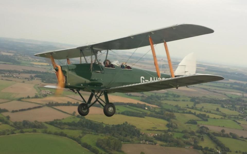 Amanda Harrison in her vintage de Havilland DH82a Tiger Moth, preparing to follow in Amy Johnson's wake - Solo2Darwin