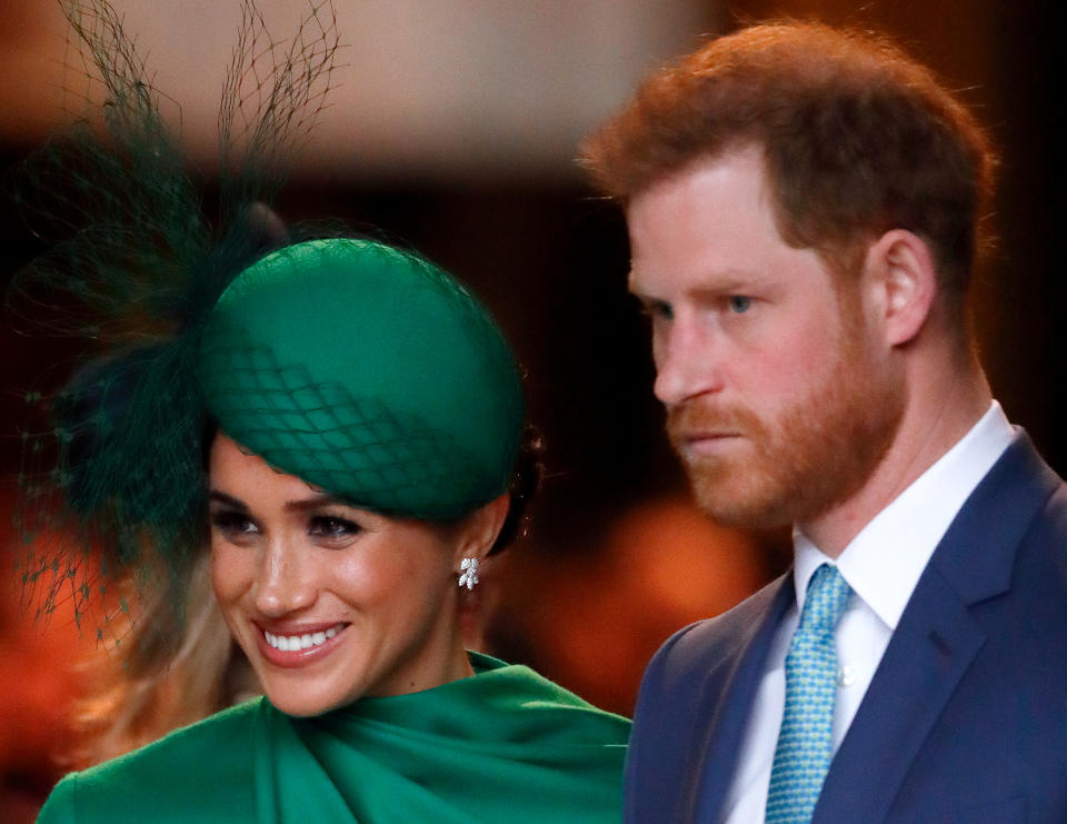 Meghan, Duchess of Sussex and Prince Harry, Duke of Sussex attend the Commonwealth Day Service 2020. (Photo by Max Mumby/Indigo/Getty Images)