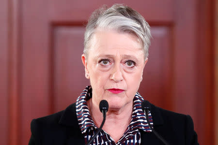 Berit Reiss-Andersen, Chairman of the Norwegian Nobel Committee, announces the laureate of the Nobel Peace Prize 2017: the International Campaign to Abolish Nuclear Weapons (ICAN), during a press conference in Oslo, Norway, October 6, 2017. NTB Scanpix/Heiko Junge via REUTERS