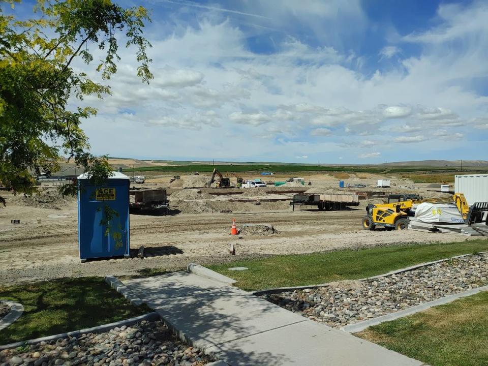 Two acres next to the Country Mercantile store at Badger South in Richland are being prepared for construction of a two-story commercial building.