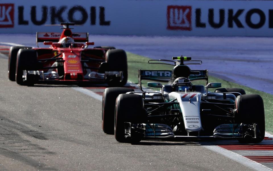 Valtteri Bottas wins his first Grand Prix ahead of Sebastian Vettel - Credit: Clive Mason/Getty Images Europe