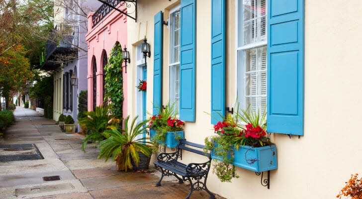 A residential sidewalk in Charleston, South Carolina