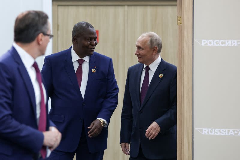 Russian President Vladimir Putin and Central African Republic's President Faustin-Archange Touadera meets on sideline of the Russia-Africa summit in Saint Petersburg