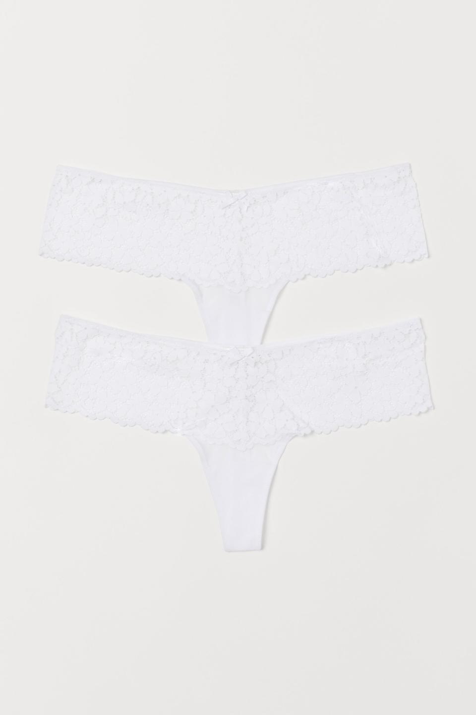 35) 2-Pack Lace Thong Briefs