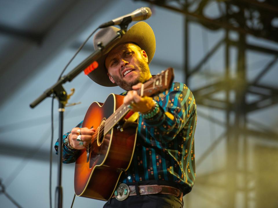 Charley Crockett performs during the second day of Bonnaroo Music Festival in Manchester, Tenn. on Friday, Jun. 16, 2023.